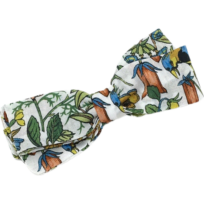 Folded Bow, Liberty of London White Floral - Hair Accessories - 1