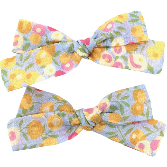 Skinny Ribbon Pigtail Bows, Liberty Berries - Bows - 1