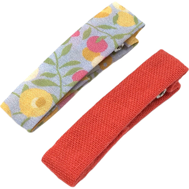 Set of 2 Bar Clips, Liberty Berries & Red Maple Gauze - Hair Accessories - 1