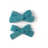 Skinny Ribbon Pigtail Bows, Dusty Blue Gauze - Bows - 1 - thumbnail
