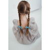 Skinny Ribbon Pigtail Bows, Dusty Blue Gauze - Bows - 4