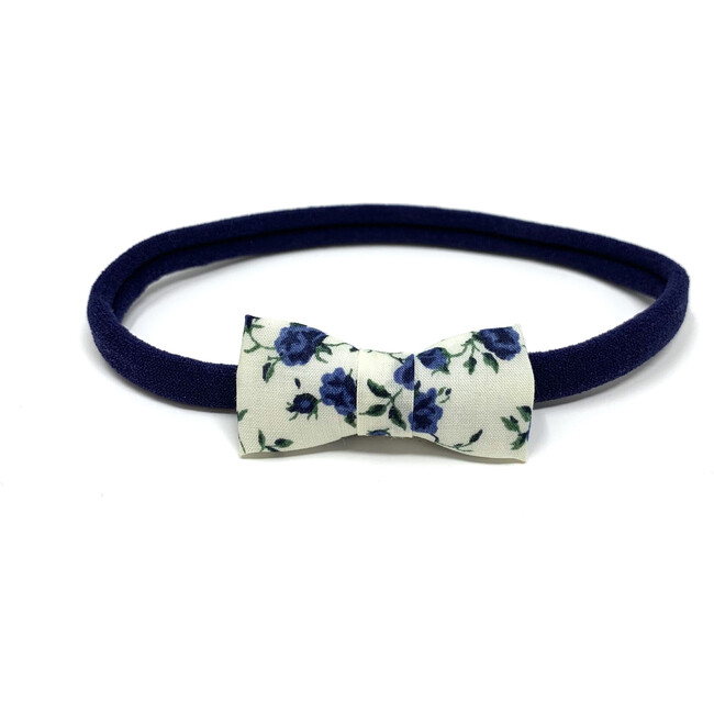 Itty Bitty Bow Baby Headband, Liberty Blue Roses - Hair Accessories - 1