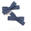 Skinny Ribbon Pigtail Bows, Chambray Dot - Hair Accessories - 1 - thumbnail