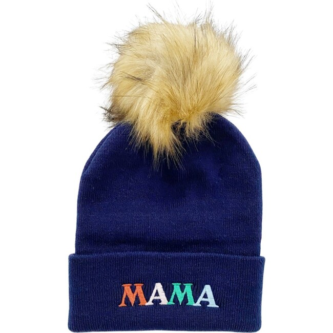 Mama Embroidered Beanie, Navy