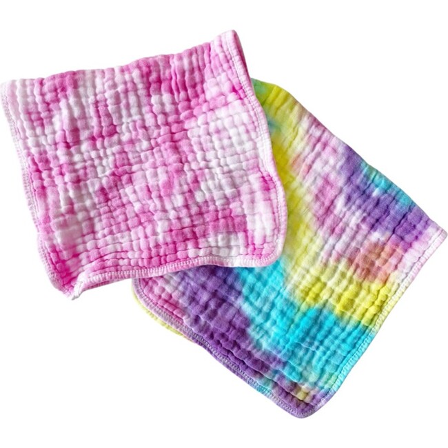 Tie-Dye Burp Cloth Set, Pink Multi