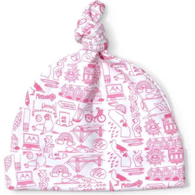 San Francisco Knotted Baby Beanie, Pink - Hats - 1