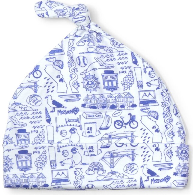 San Francisco Knotted Baby Beanie, Blue - Hats - 1