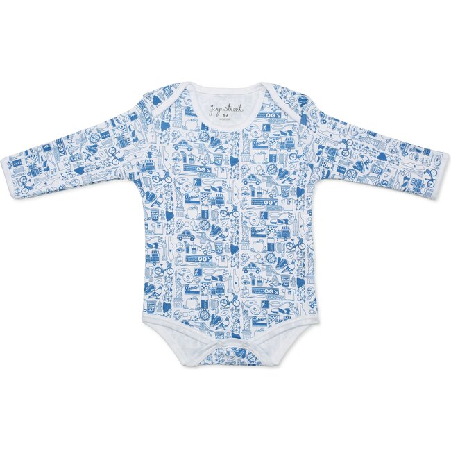 New York City Long Sleeve Onesie, Blue - Onesies - 1