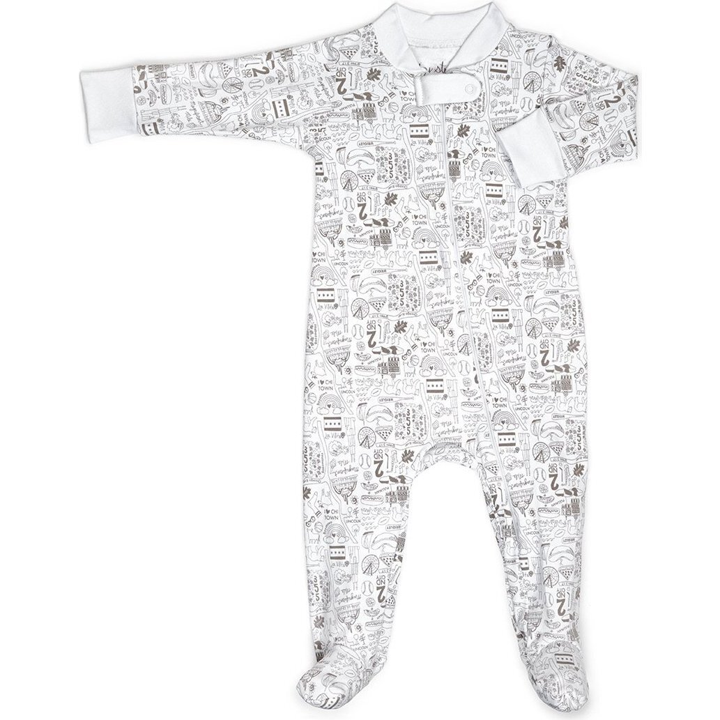 Chicago Zip Baby Romper, Gray - Onesies - 1