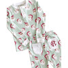 Jolly Santa Pima Cotton Pajama Set, Mint Green - Pajamas - 1 - thumbnail