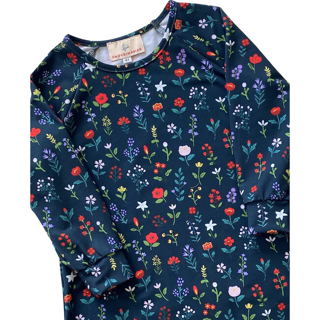 Flower Field Knit Swing Dress, Navy - Dresses - 1