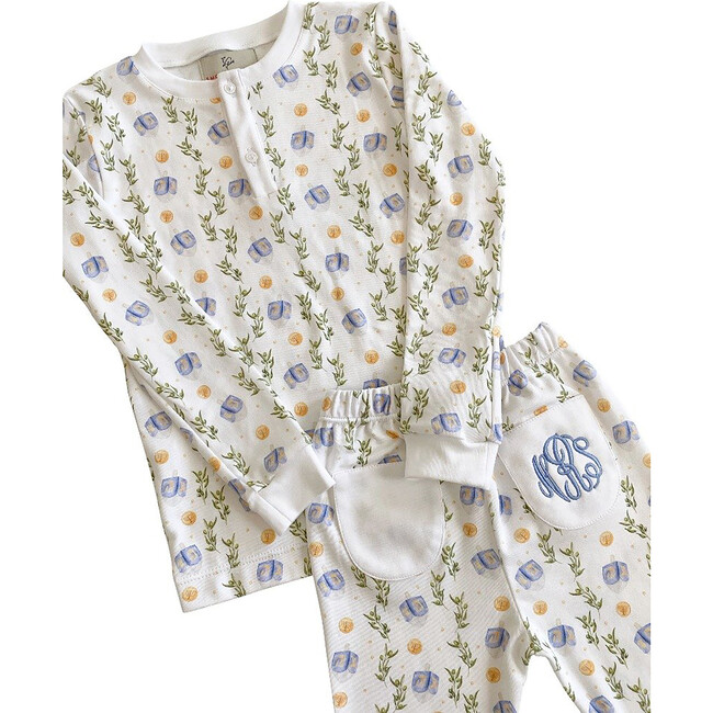 Dreaming of Dreidels Hanukkah Pima Cotton Pajama Set, White - Pajamas - 1 - zoom