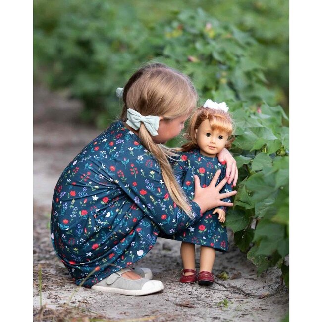 Flower Field Knit Swing Dress for Doll, Navy - Other Accessories - 4