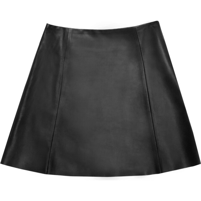 Women's Circle Leather Mini Skirt, Black