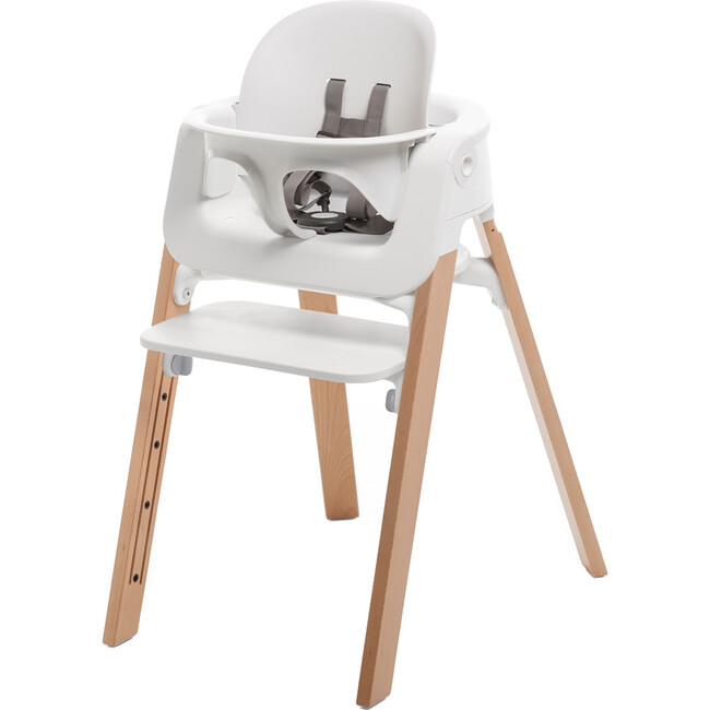 Stokke® Steps™ HighChair Complete, White Seat and Grey Cushion with Natural Legs - Highchairs - 1