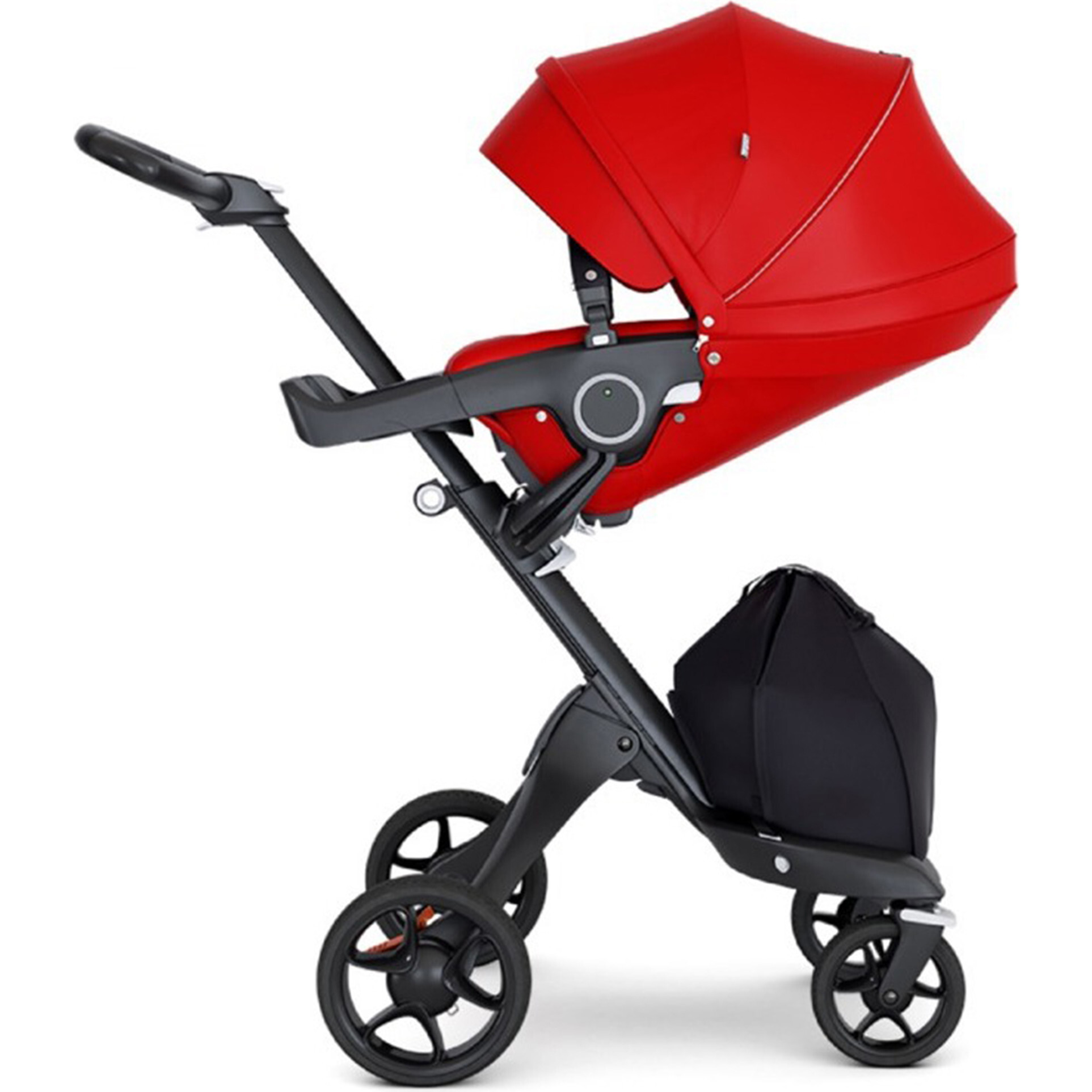 Xplory 6 Black Chassis & Stroller Seat, Red and Black Handle