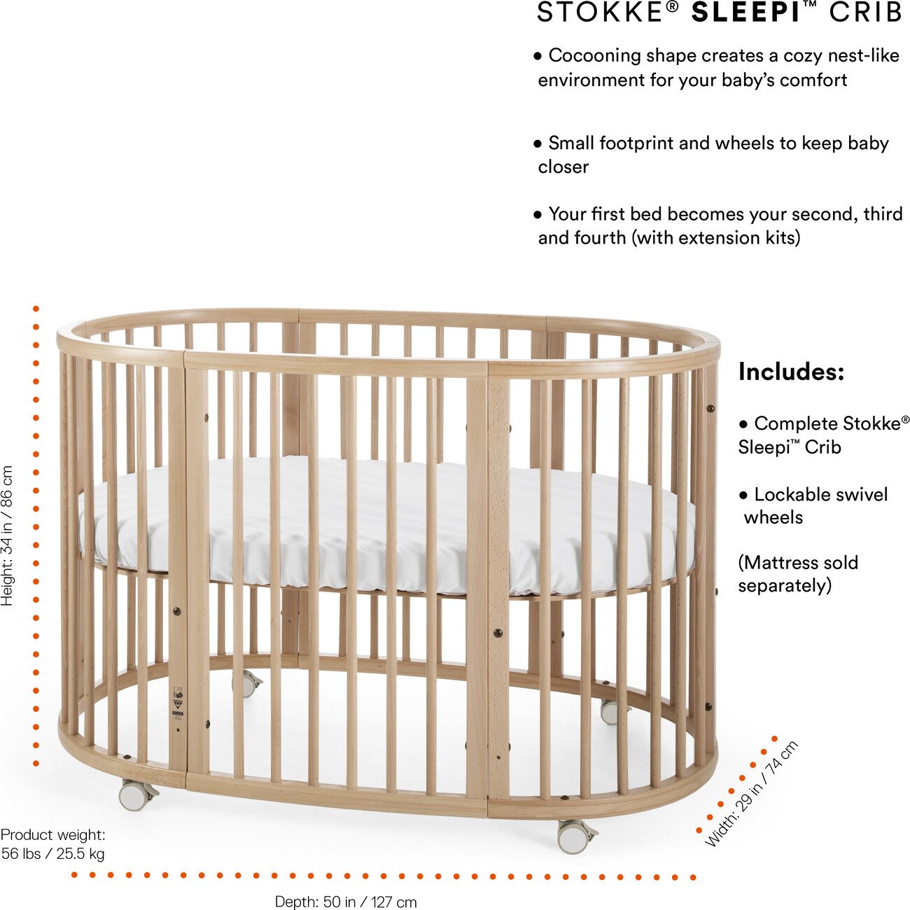 Stokke 2024 crib wheels