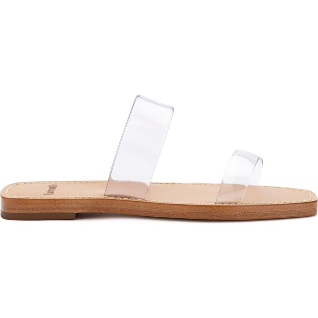 Women's Gabe Flat Mule, Clear and Tan