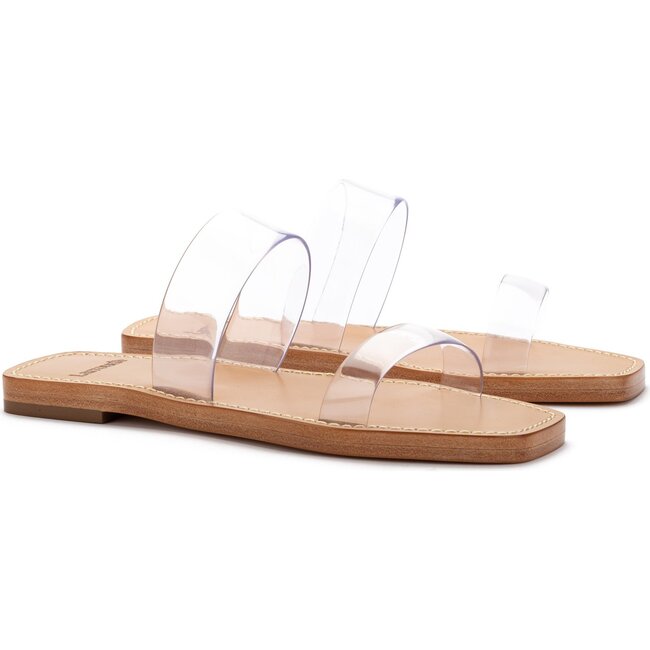 Women's Gabe Flat Mule, Clear and Tan