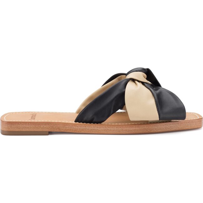 Women's Eloise Flat Mule, Black and Beige