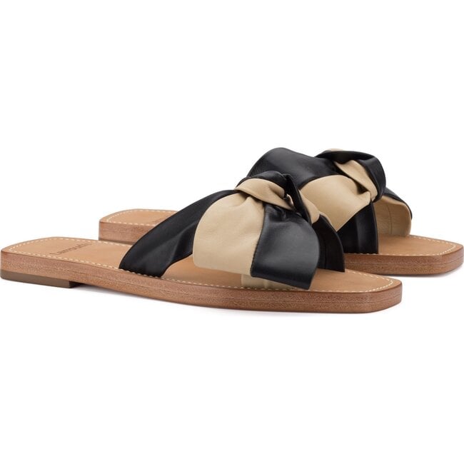 Women's Eloise Flat Mule, Black and Beige