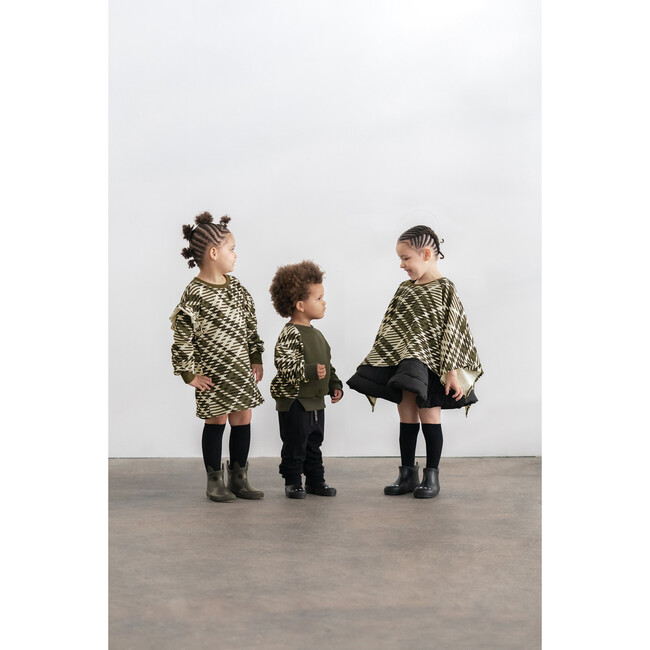 Plaid Ruffle Terry Dress, Olive - Dresses - 2