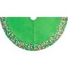 Handmade Christmas Tree Skirt in Recycled Wool - Confetti Border on Green - 60" - Tree Skirts - 1 - thumbnail