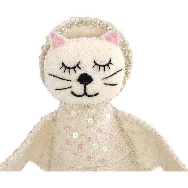 Felt Cat Angel Tree Topper, Cream