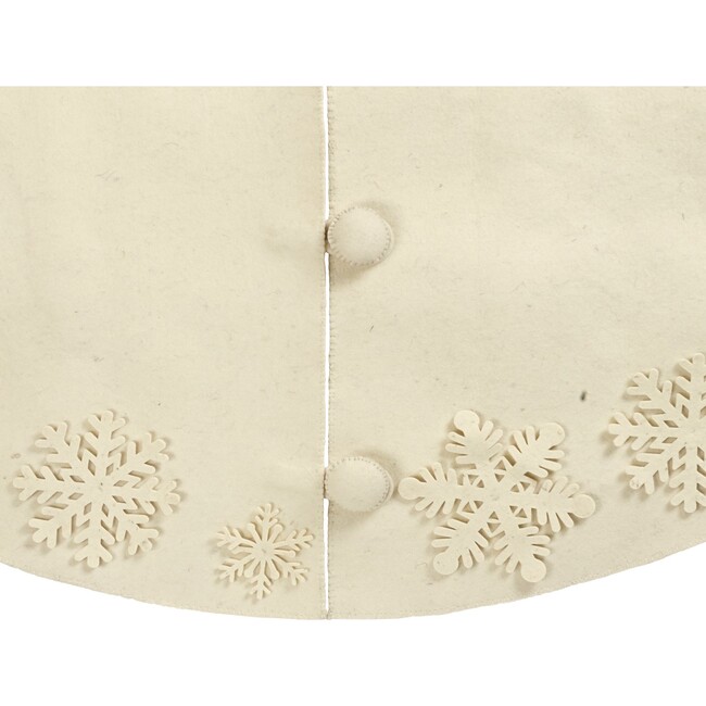 Tacked Snowflakes Tree Skirt, Cream