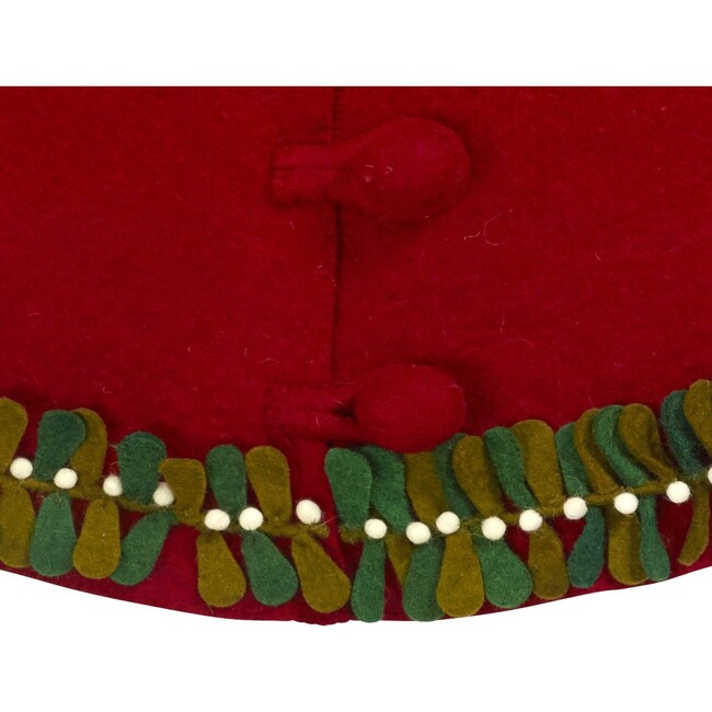 Mistletoe Border Tree Skirt, Red