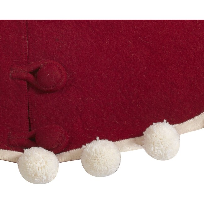 Felt Pom Pom Tree Skirt, Red - Tree Skirts - 3