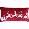 Wool Sleigh and Reindeer Pillow, Red - Decorative Pillows - 1 - thumbnail