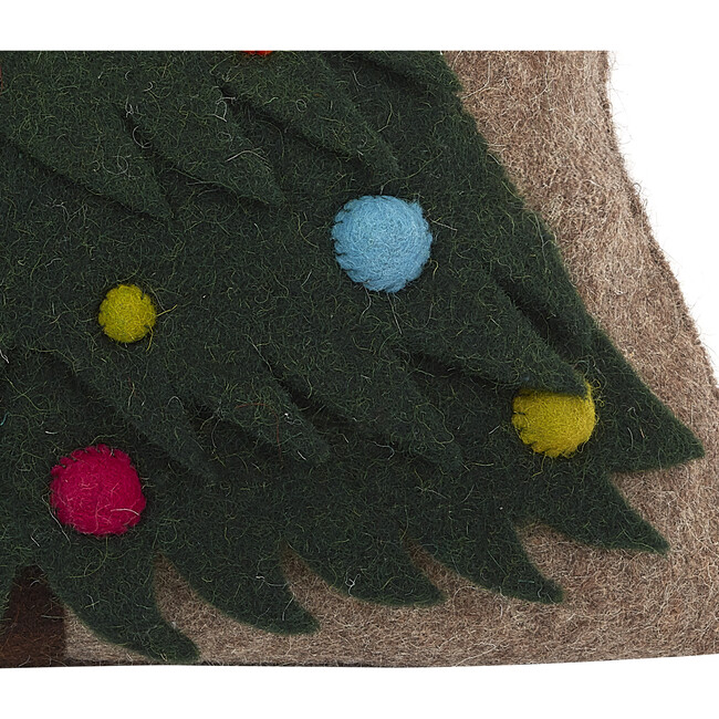 Ornament Tree Wool Pillow, Cream