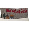 Wool Christmas Sleigh & Village Pillow, Natural - Decorative Pillows - 1 - thumbnail