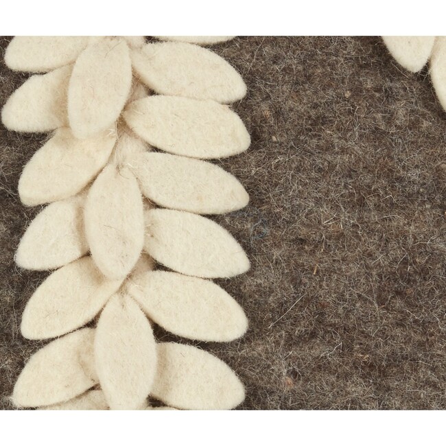 Wool Peace Sign Pillow, Cream/Grey