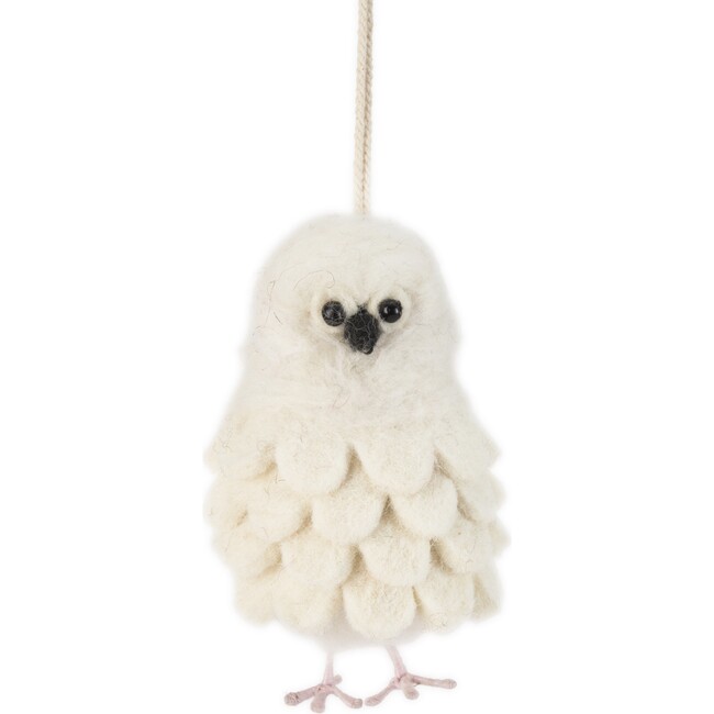 Snowy Owl Christmas Ornament, Cream