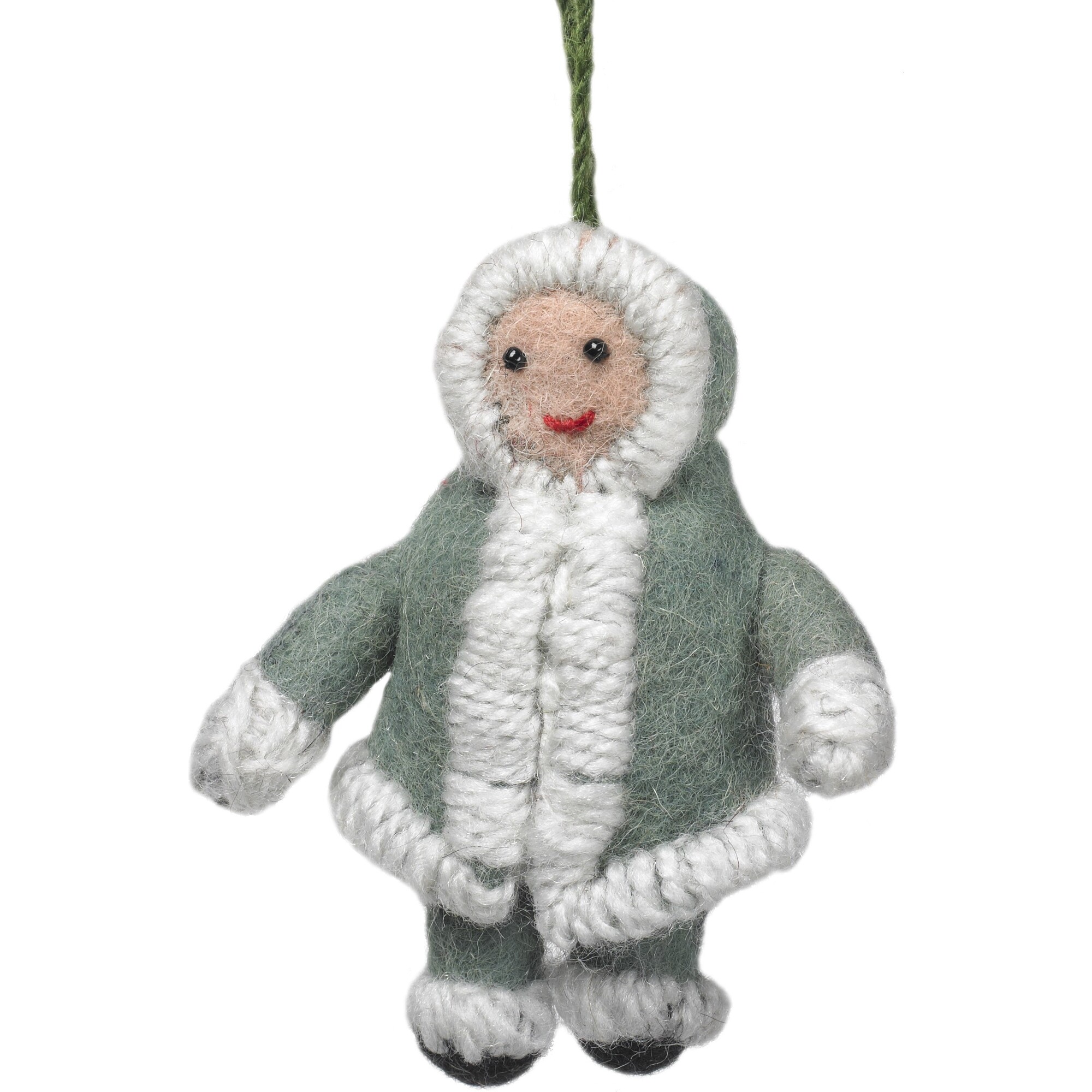 Handmade Felt Snowsuit Gal Christmas Ornament - in Gray - Ornaments - 1