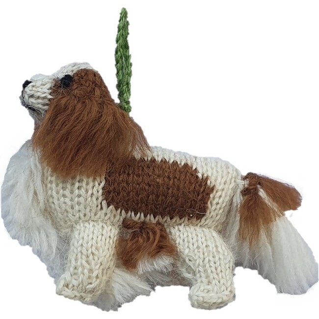 Knit Cavalier King Charles Ornament, Brown/White