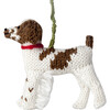 Knit Brittany Spaniel Ornament, White/ Brown - Ornaments - 1 - thumbnail