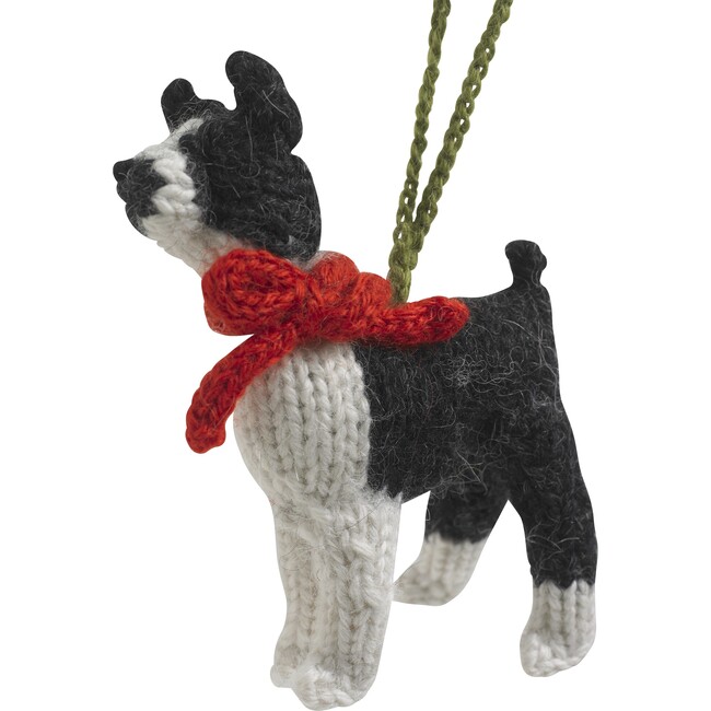 Knit Boston Terrier Ornament, White/Black