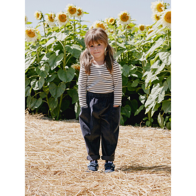 Lucien Long Sleeve Tee, Natural & Charcoal Stripe - Tees - 3