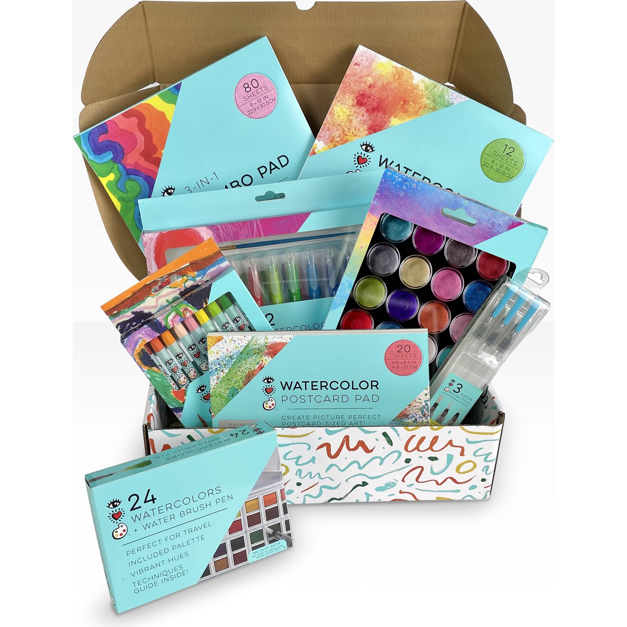 iHeartArt 12 Watercolors + Water Brush Pen – brightstripes