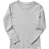 Dominique Long Sleeve Crew, Heather Grey - Shirts - 1 - thumbnail