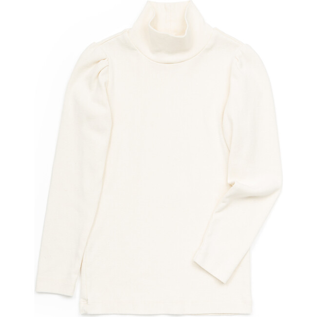 Clemence Puff Sleeve Turtleneck, Natural - Tees - 1