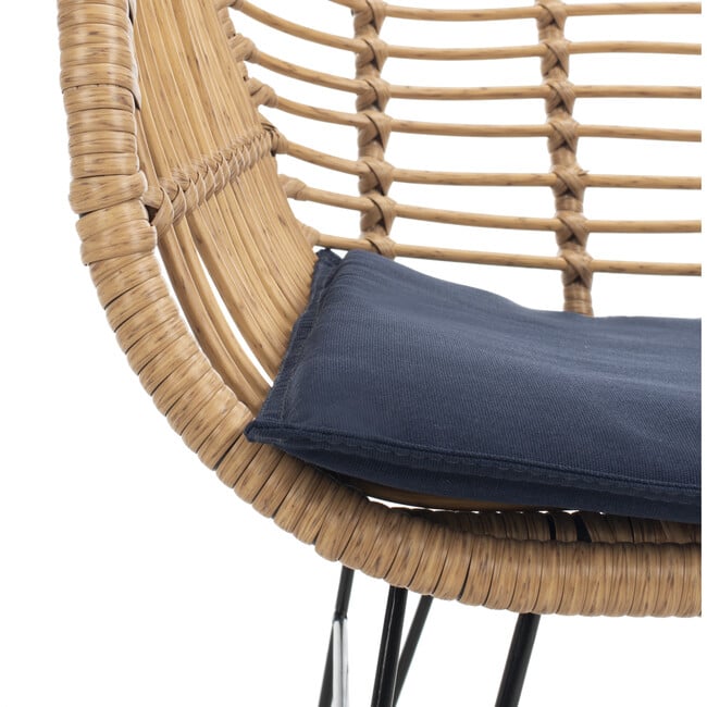 Alton 3-Piece Rattan Outdoor Lounge Set, Natural/Navy - Outdoor Home - 4