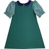 Peter Pan Collar Dress, Green Faille & Purple Velvet - Dresses - 1 - thumbnail