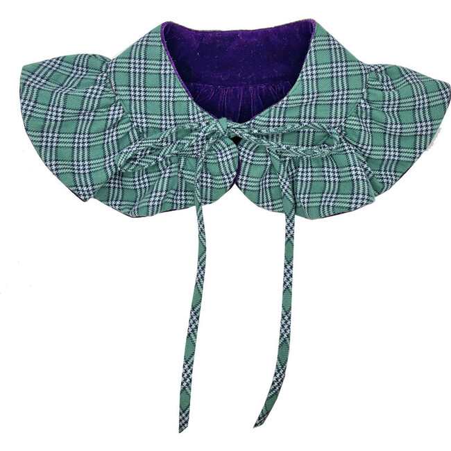 Women's Reversible Collar, Purple Velvet & Green Plaid