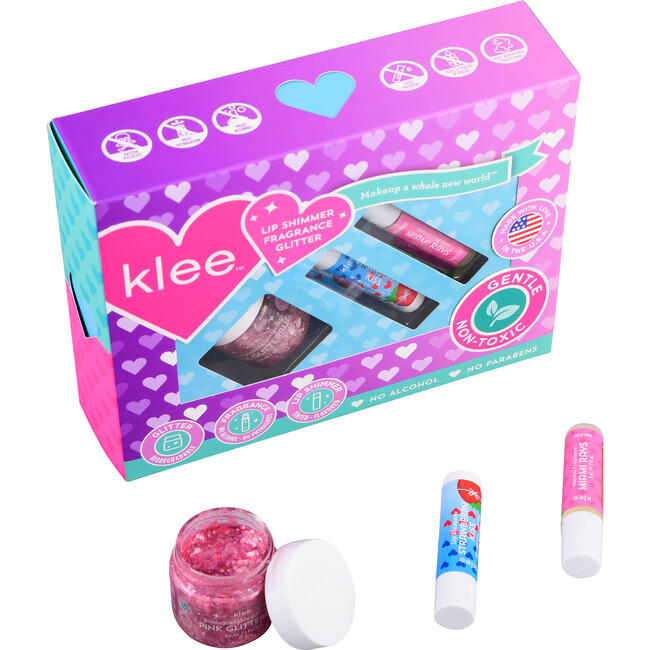 Klee Upside Down 3-Piece Natural Makeup Kit with Biodegradable Glitter Gel