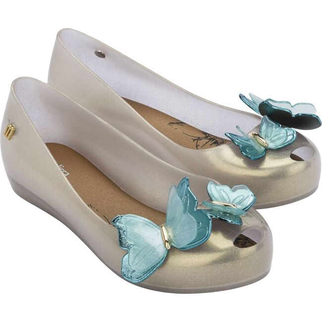 Mini Ultragirl Fly Kid, Beige Glitter/Green - Flats - 1