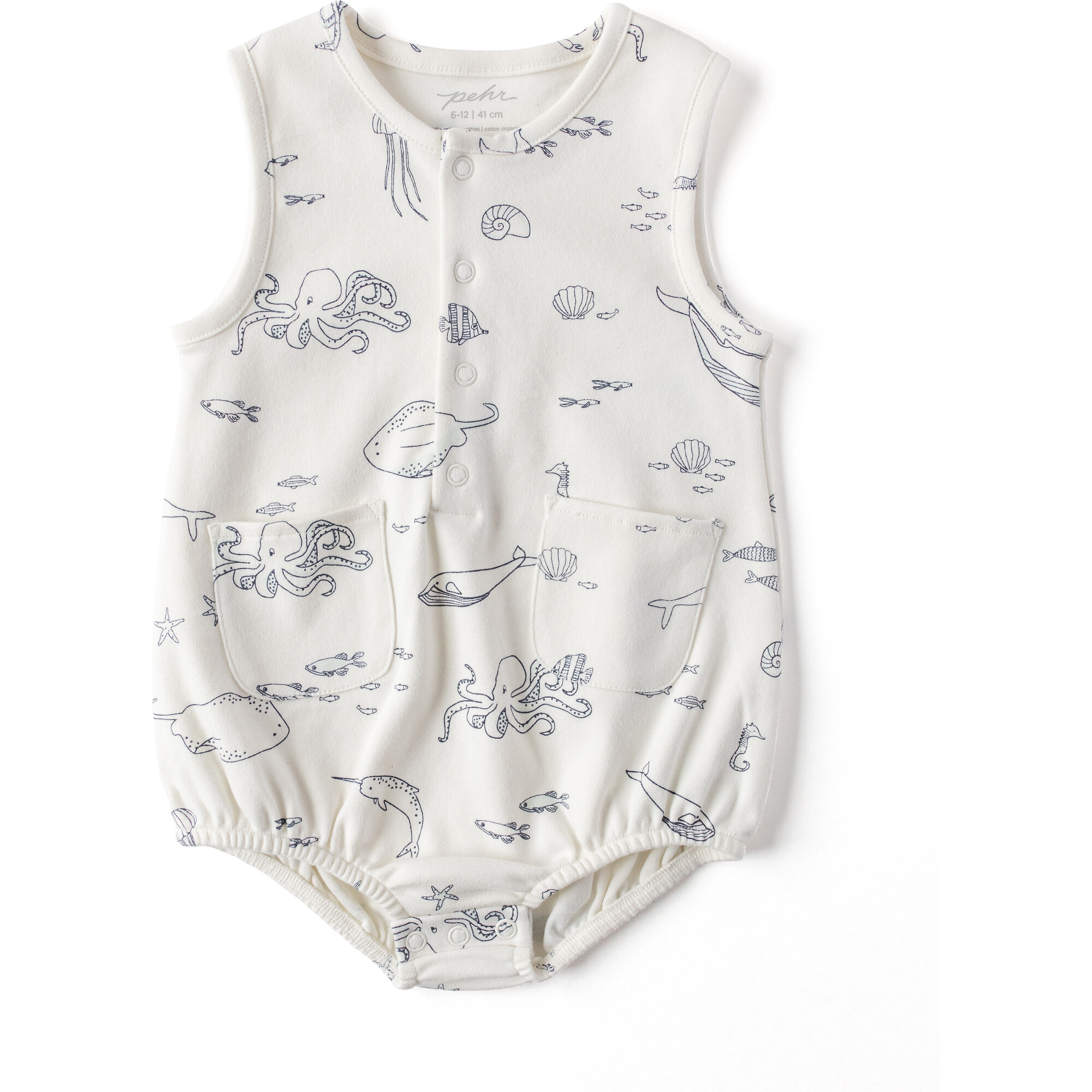 Life Aquatic Sleeveless One-Piece, Blue - Onesies - 1